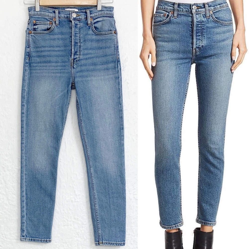 RE/DONE 90s High Rise Ankle Crop in Hazy Indigo Sz 27